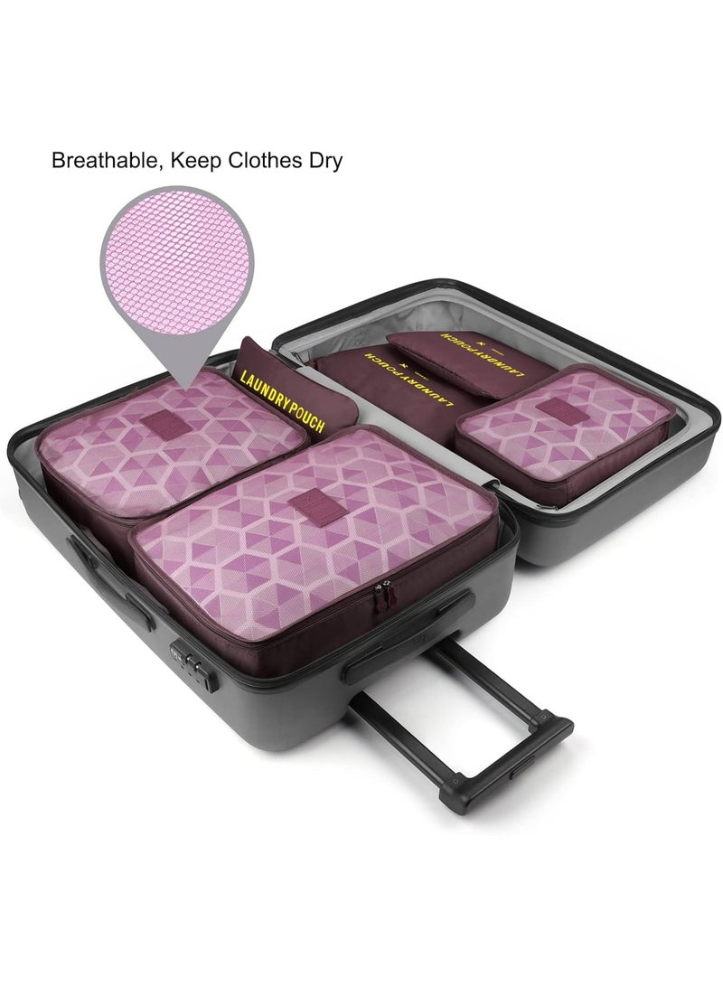 TRAVEL 6pcs Lightweight Packing Cubes – Convenient and Organized Luggage Solution for Clothes, Shoes & Toiletries-Deep Red - Image 5